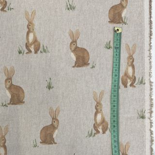 Decoration fabric Linenlook Aquarel Woodland Rabbit