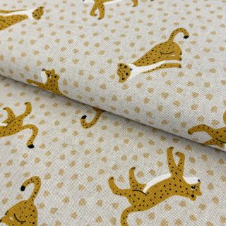 Decoration fabric Linenlook Leopard Journey