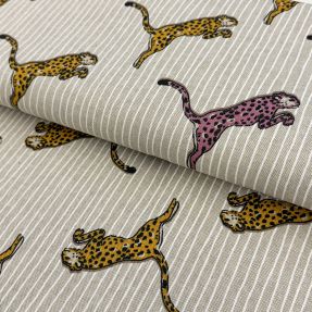 Decoration fabric Linenlook Cheetah Jumping