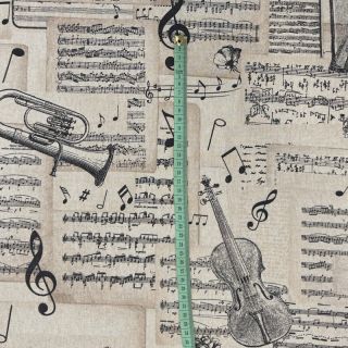 Decoration fabric Linenlook Music Notes