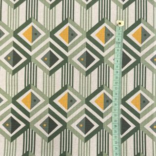 Decoration fabric Linenlook Geometric Graphic Diamond soft green