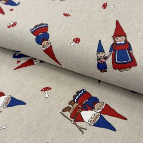 Decoration fabric Linenlook Gnome Family