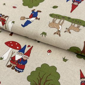 Decoration fabric Linenlook Gnome Forest