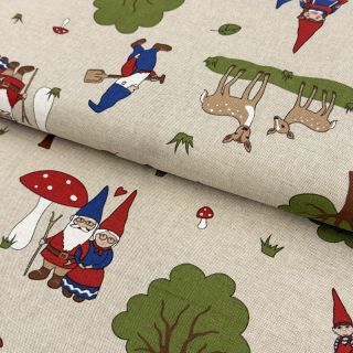 Decoration fabric Linenlook Gnome Forest