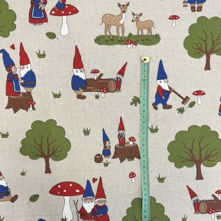Decoration fabric Linenlook Gnome Forest