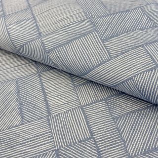 Decoration fabric Linenlook Line Diagonal Patchwork petrol