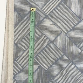 Decoration fabric Linenlook Line Diagonal Patchwork petrol