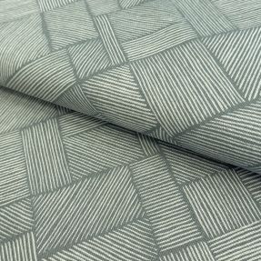 Decoration fabric Linenlook Line Diagonal Patchwork soft green