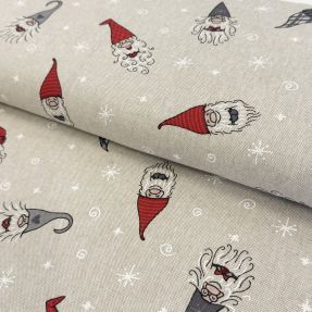 Decoration fabric Linenlook Tomte Happy Faces