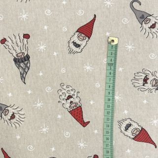 Decoration fabric Linenlook Tomte Happy Faces