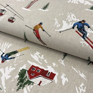 Decoration fabric Linenlook Skier