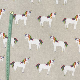 Decoration fabric Linenlook Unique unicorn