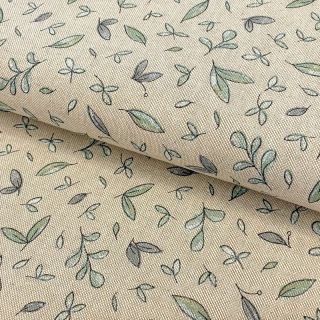 Decoration fabric Linenlook Leaf soft watercolor