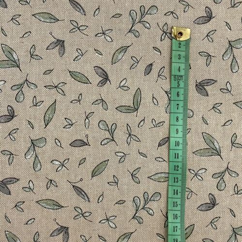 Decoration fabric Linenlook Leaf soft watercolor