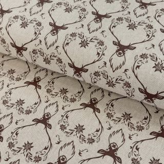 Decoration fabric Linenlook Deer heart edelweiss