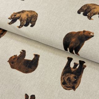 Decoration fabric Linenlook Brown bear