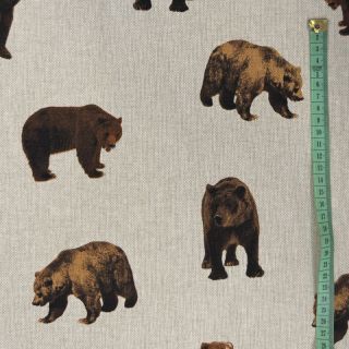 Decoration fabric Linenlook Brown bear