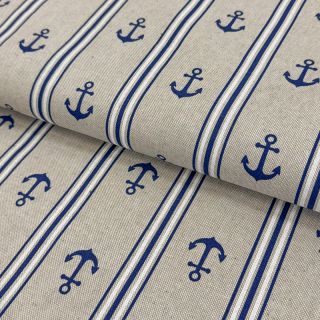Decoration fabric Linenlook Anchor navy