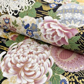 Cotton fabric JAPAN Takeshi noir