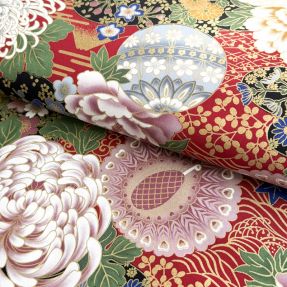 Cotton fabric JAPAN Takeshi rouge