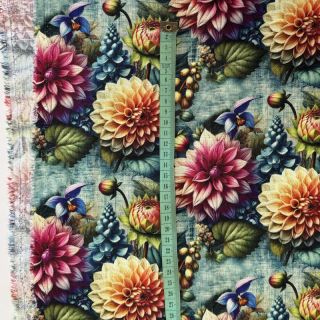 Linen viscose Clover design E digital print