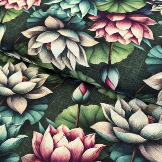 Linen viscose Marigold design E digital print