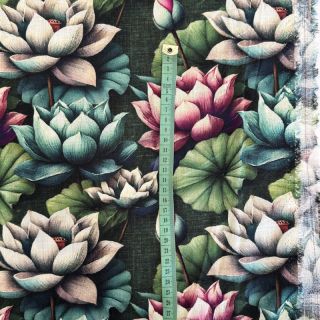 Linen viscose Marigold design E digital print