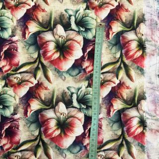 Linen viscose Azalea design A digital print