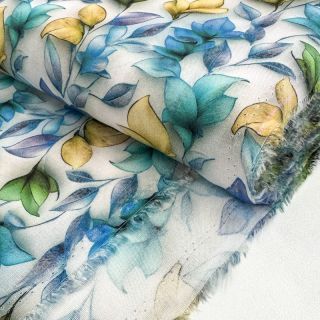 Viscose RAYON POPLIN Leafs design A digital print