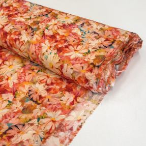 Viscose RAYON POPLIN Oil painted flowers design F digital print