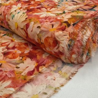 Viscose RAYON POPLIN Oil painted flowers design F digital print