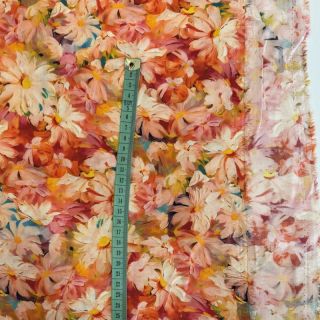 Viscose RAYON POPLIN Oil painted flowers design F digital print