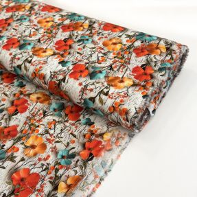 Viscose RAYON POPLIN Flowy flowers design A digital print