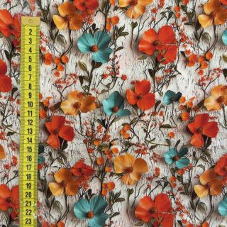 Viscose RAYON POPLIN Flowy flowers design A digital print