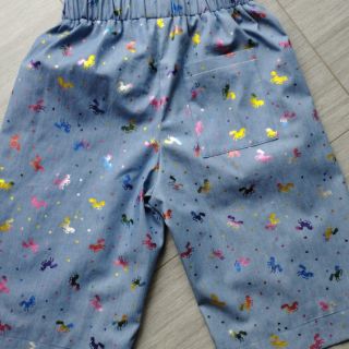 Cotton fabric JEANS FOIL Unicorn light blue