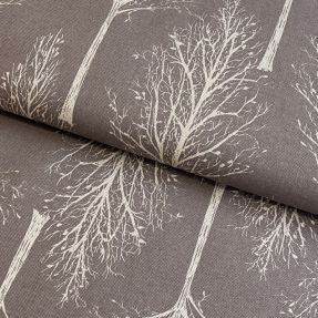 Decoration fabric Linenlook Forest Tree Silhouette grey