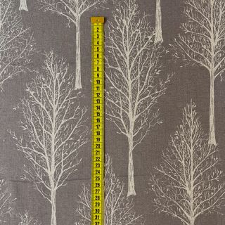 Decoration fabric Linenlook Forest Tree Silhouette grey