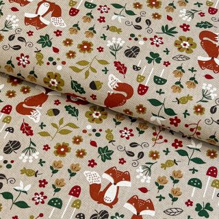 Decoration fabric Linenlook Autumn Woodland Fox