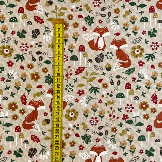 Decoration fabric Linenlook Autumn Woodland Fox