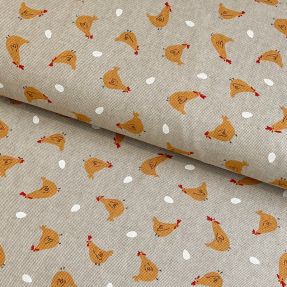 Decoration fabric Linenlook Little Happy Chicken