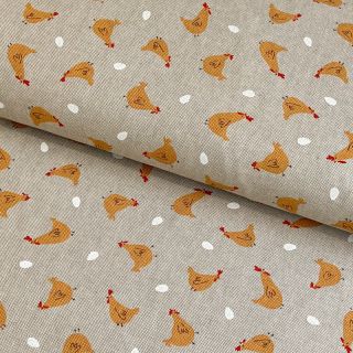 Decoration fabric Linenlook Little Happy Chicken