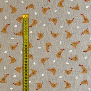 Decoration fabric Linenlook Little Happy Chicken
