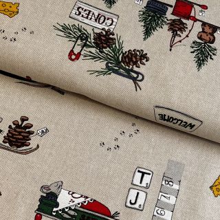 Decoration fabric Linenlook Cosy Mouse
