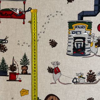 Decoration fabric Linenlook Cosy Mouse