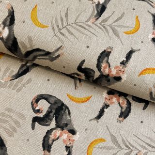 Decoration fabric Linenlook Monkey Bananas