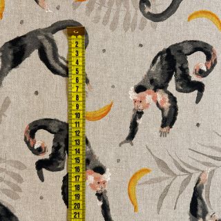 Decoration fabric Linenlook Monkey Bananas