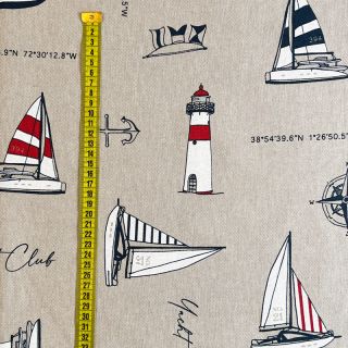 Decoration fabric Linenlook Sailing yacht club
