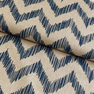 Decoration fabric Linenlook Wavy stripes navy