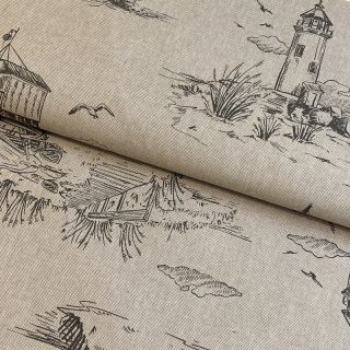 Decoration fabric Linenlook Pendrawing Nautical Scene