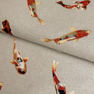 Decoration fabric Linenlook Koi carp